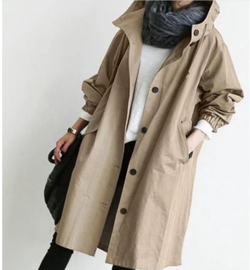 Lässiger Trenchcoat im Herbststil für Damen, mittellang, Petite, neues Modell 2020, elegant tailliert, verschiedene Farben, 8 Größen_voghion.com