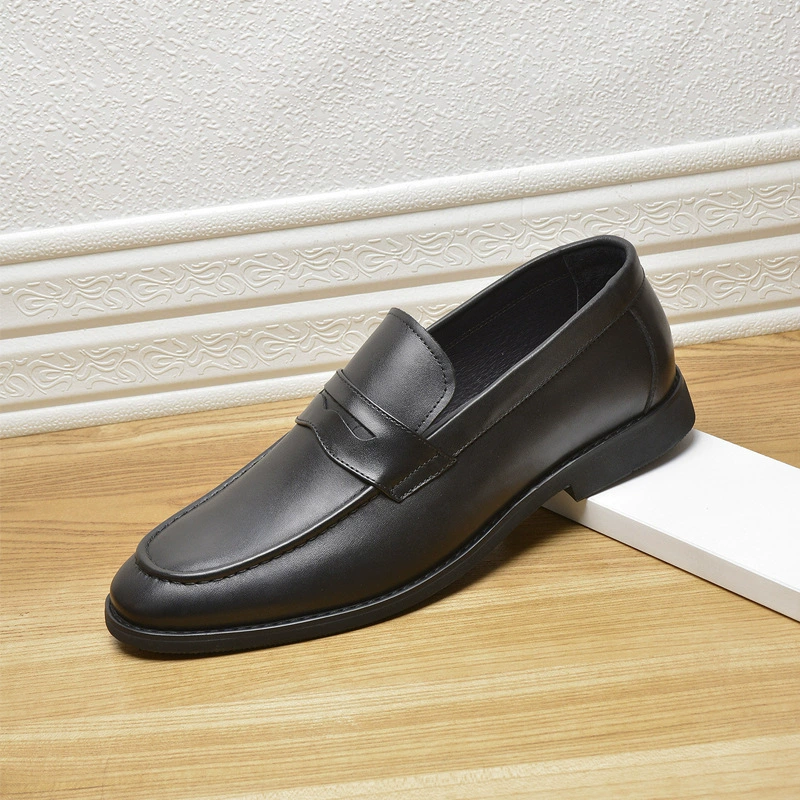 Распродажа мужской обуви: деловые формальные слипоны из воловьей кожи первого слоя с низким вырезом, дышащие повседневные кожаные туфли для мужчин.