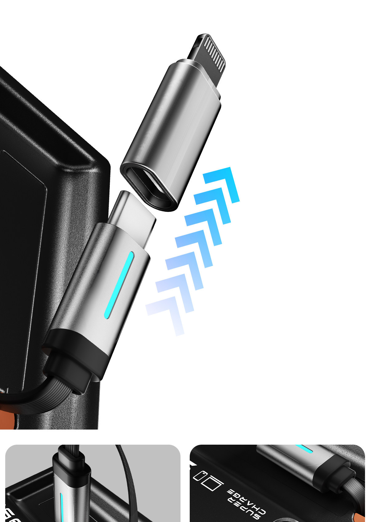 Volvo XC60 S90 XC90 S60 V90 V60 car charger docking station with retractable cable for ultra-fast charging
