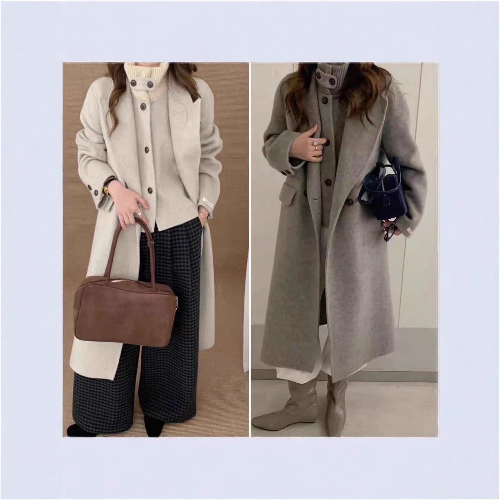 2025 New Autumn and Winter Elegant Niche Double-Sided Wool Two-Piece Vest Coat Long Korean Style Loose Coat