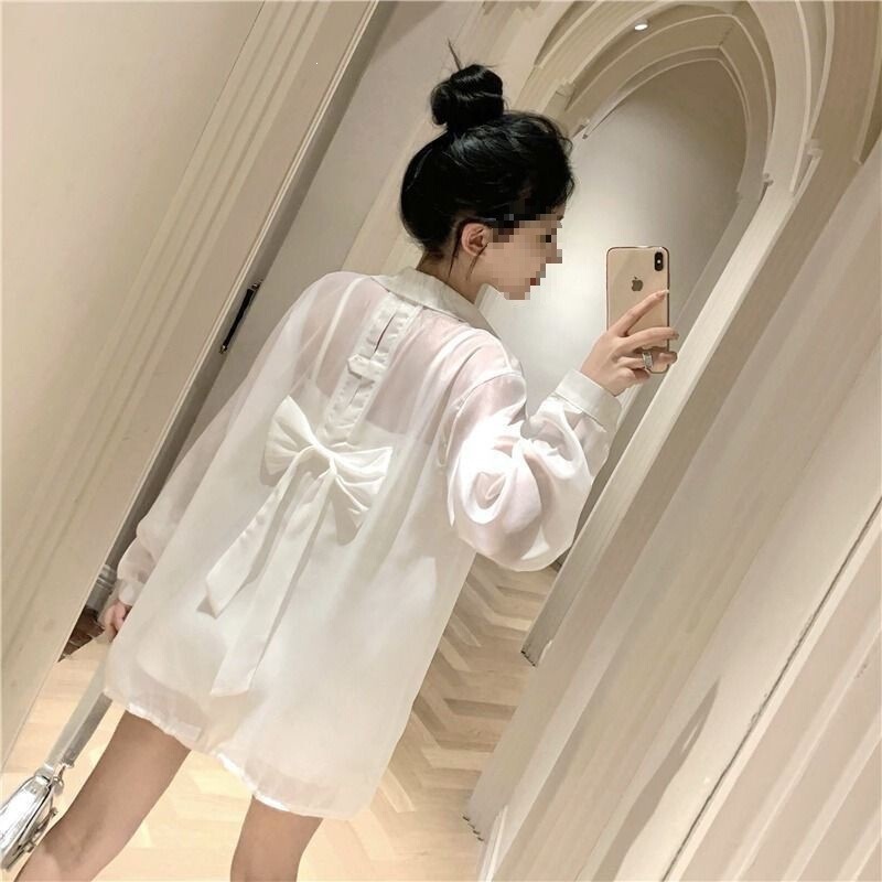 Summer 2026 French-Style Gentle Wind Bow-Back Design Niche Beach Vacation Sun Protection Shirt for Women