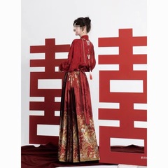 新しい中国風の漢服乾杯ドレス、婚約ドレス、ウェディングドレス、赤い馬面ドレス、ウェディング中国風スーツクラス