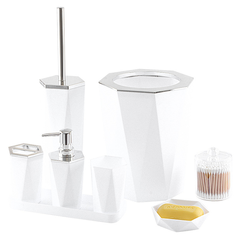 Baño baño combinación conjunto suministros imitación cerámica accesorios de baño traje conjunto de dientes enjuague bucal taza caja de jabón líquido botella bandeja