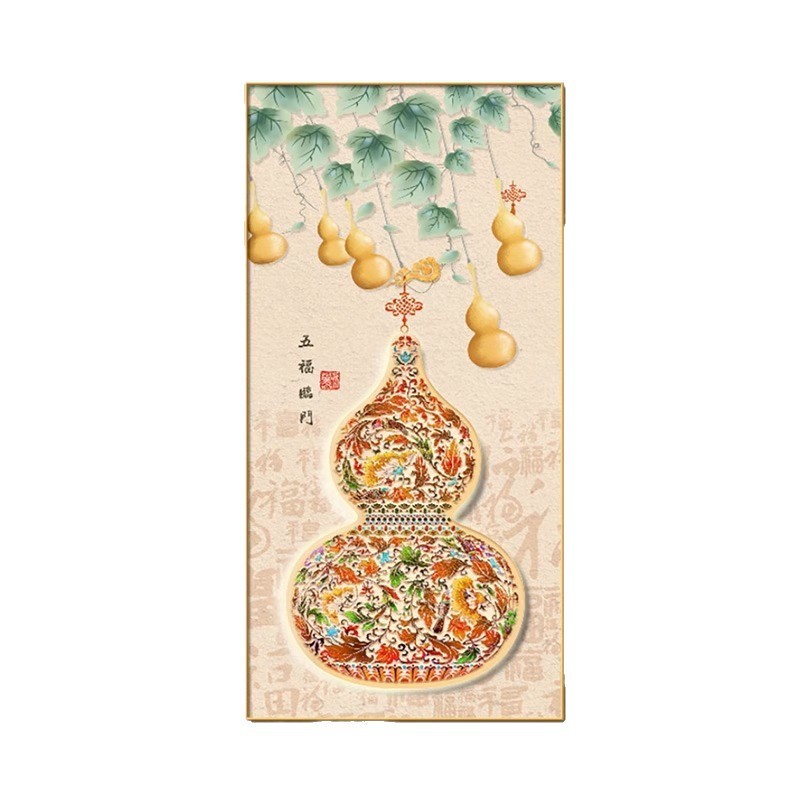 花瓶ひょうたん吊り絵画新しい中国風の玄関ホール装飾絵画ドア通路壁画富と幸運の絵リビングルーム|undefined