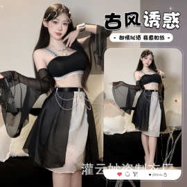 三生吟古风汉服性感透视情趣内衣纯欲激情睡裙免脱制服套装2923