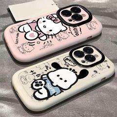 カップルのケイティの猫のパチャの犬のリンゴの16の携帯電話の携帯電話のケースのiphone15 promaxのシュークリームの殻の14のシリコンの13漫画