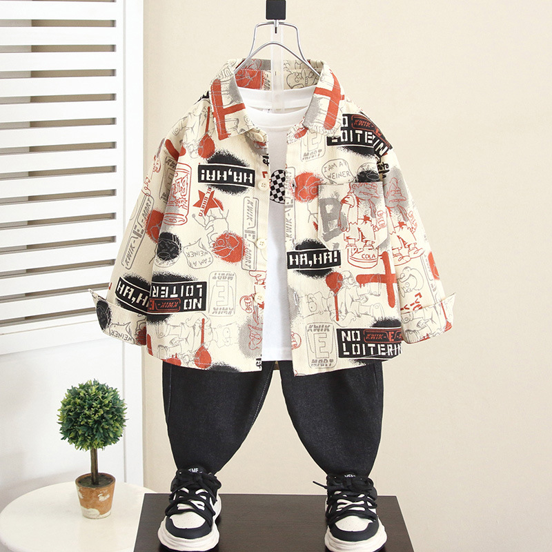 6176 Chaqueta de niño Estilo de primavera y otoño Estilo occidental Camisa de manga larga para bebé Ropa exterior 2025 Nuevos niños Otoño y principios de otoño