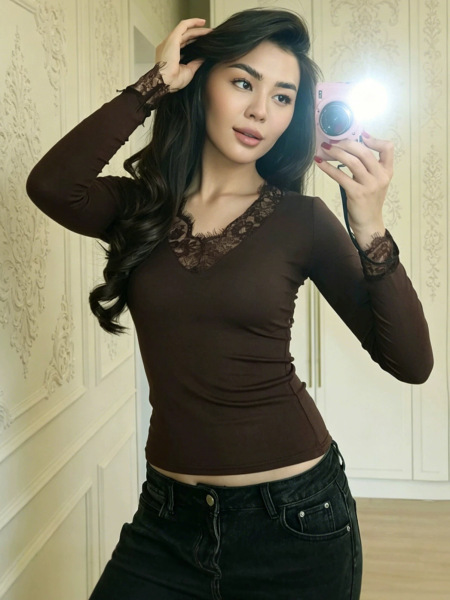 Sexy lace autumn fitted base long-sleeve
