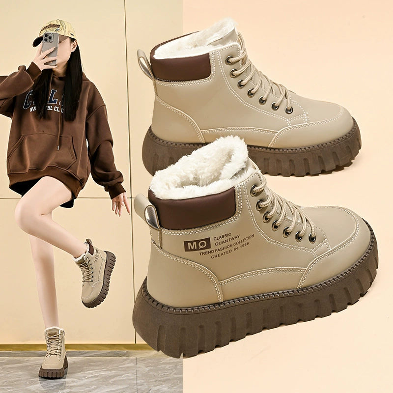 Платформенные низкие ботинки Martens, унисекс, корейский стиль, с плюшевой подкладкой