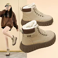 Платформенные низкие ботинки Martens, унисекс, корейский стиль, с плюшевой подкладкой