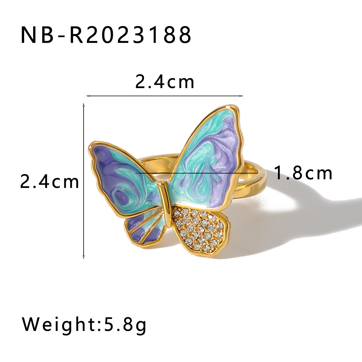 Butterfly Pattern All Seasons Season Women's Gender Wholesale Jewelry Vintage Style Butterfly Titanium Steel Plating Open Rings