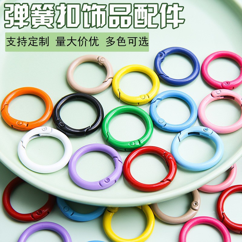 High-End Jewelry Colorful Spring Rings Painted Open Rings Book Rings Keychains DIY Accessories Wholesale Cross-Border Accessories