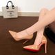 2024 Spring Patent Leather Black Red Bottom Stiletto Heel High Heels Sexy Niche Elegant 10cm Side Empty Shoes for Women