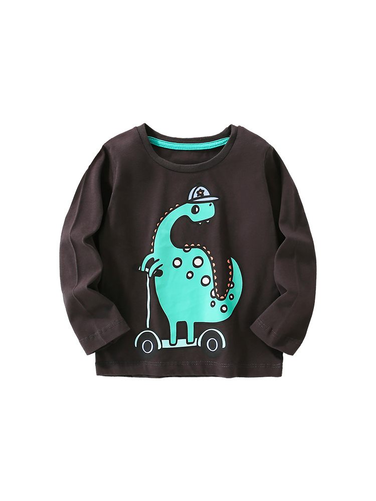 Malwee camiseta de niño otoño nuevo estilo europeo y americano impresión casual de cuello redondo de manga larga camiseta de base para niños