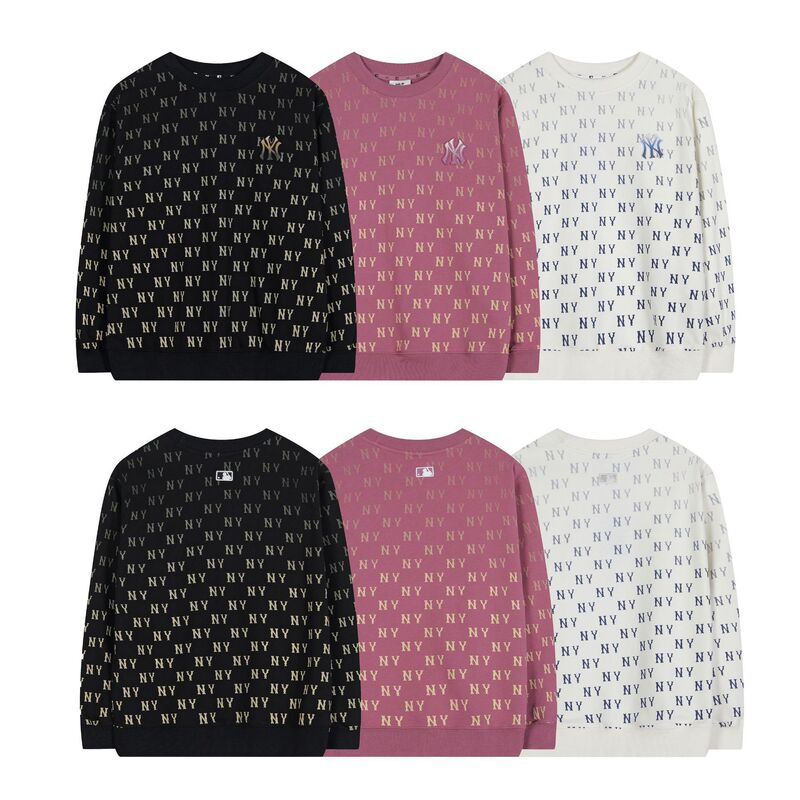 Cross-Border Mlb New York Yankees College Style Gradient Monogram Round Neck Pullover Fashion Long-Sleeve Unisex Sweatshirt