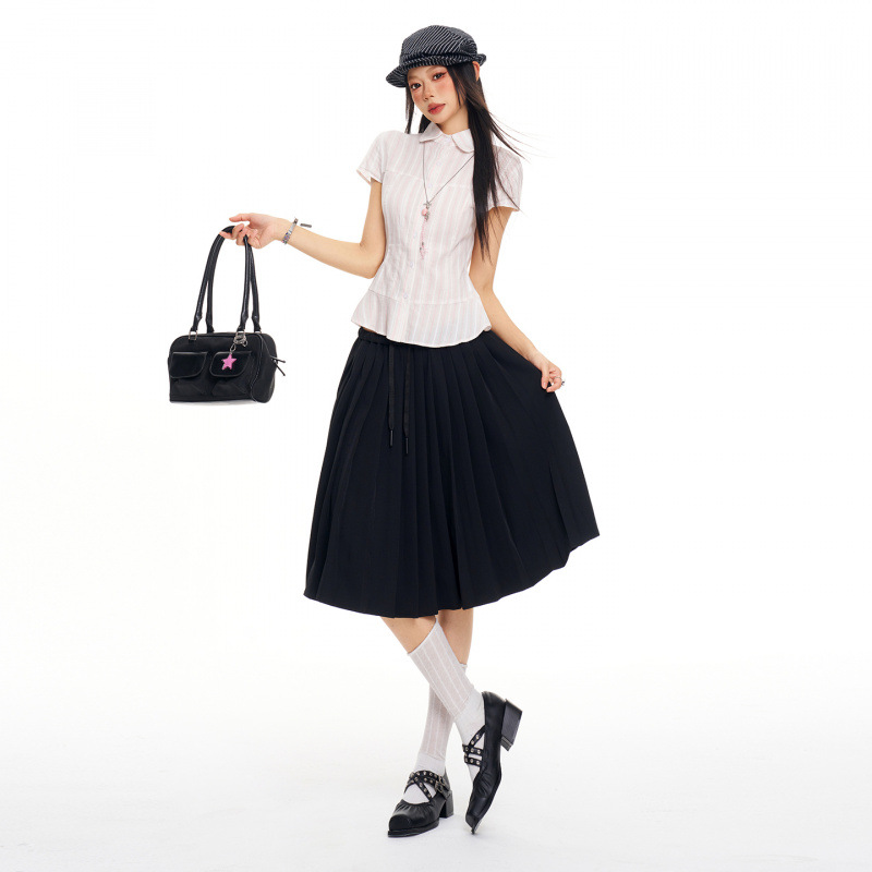 26th ootd!｜2026春夏新款学院风百褶裙女显瘦a字小个子半身裙