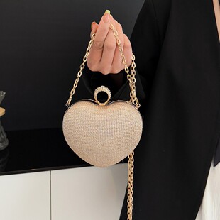 2025 Wholesale New Cross-Border European and American Fashion Dinner Bag Trendy Portable Heart-Shaped Box Bag Chain Crossbody Bag