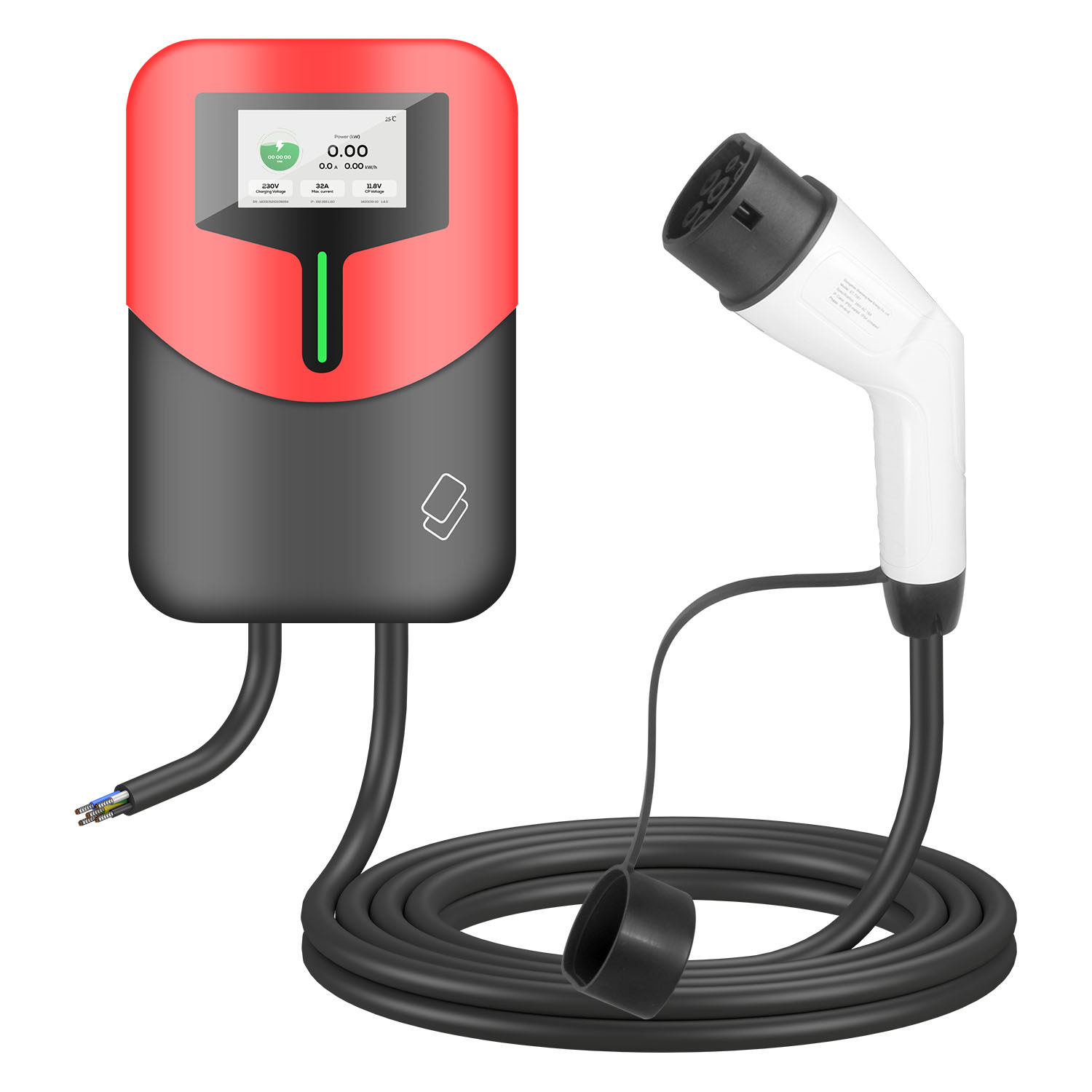 Type2 New Energy Electric Vehicle Wall-Mounted Charging Station European Standard Household 22Kw Charging Gun with Bluetooth App