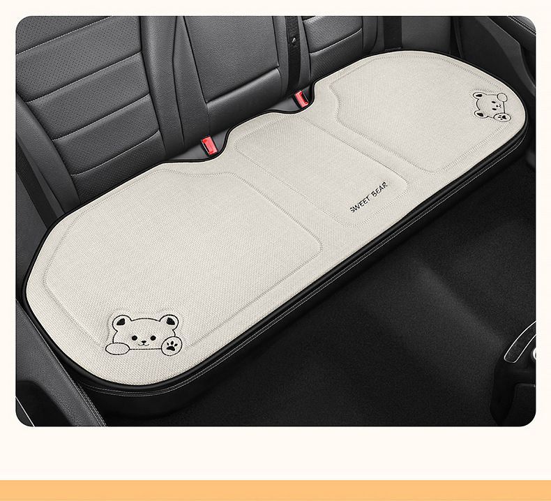 Seat cushion, linen single-piece seat cover, rear seat cushion, suitable for all seasons, cartoon design, for car interiors, for women