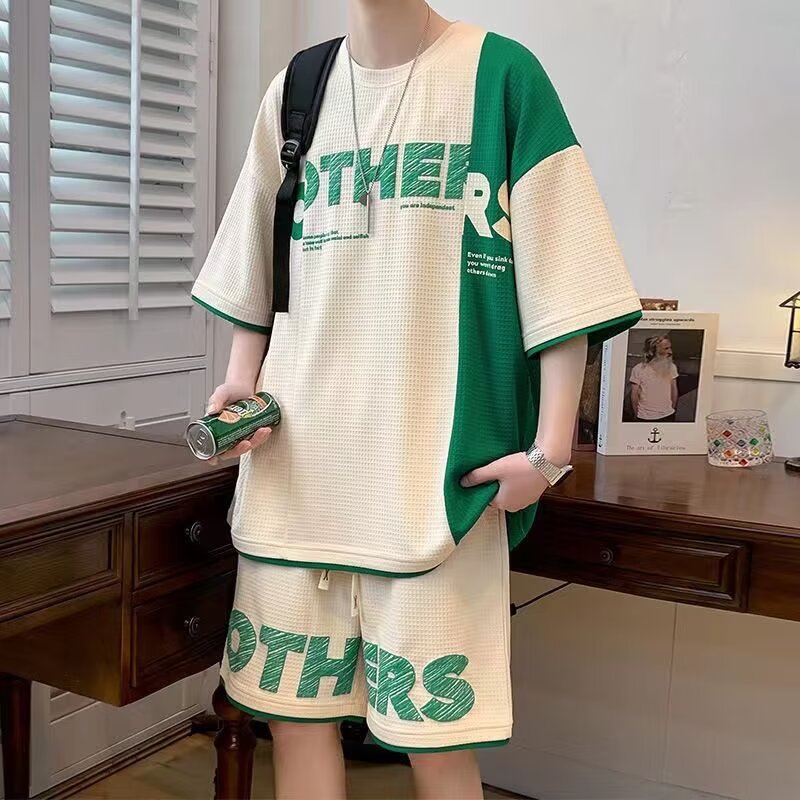 Camisas y menos ropa, trajes de ropa deportiva, jersey de baloncesto de verano para hombres, pantalones cortos casuales, camiseta de manga corta de moda coreana de dos piezas