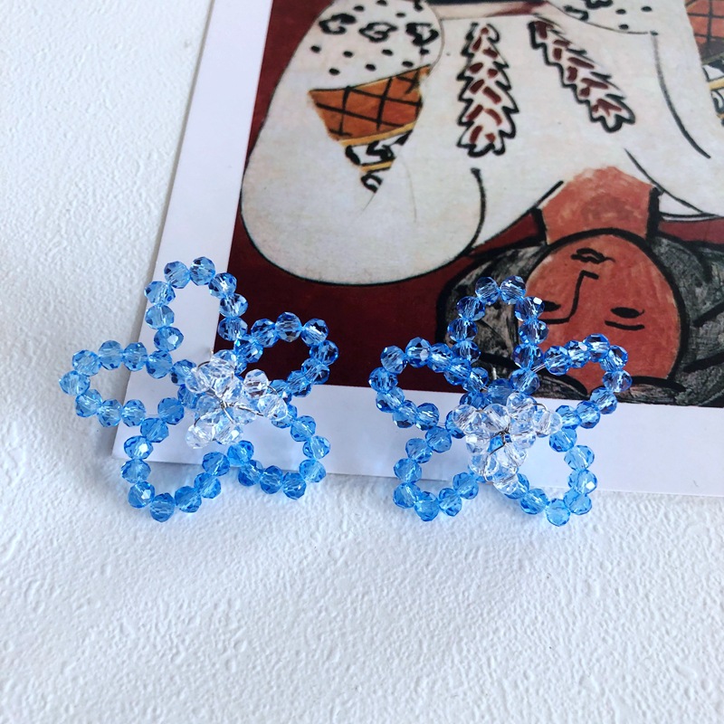 Wholesale Simple Woven Blue Flower Earrings Nihaojewelry display picture 10