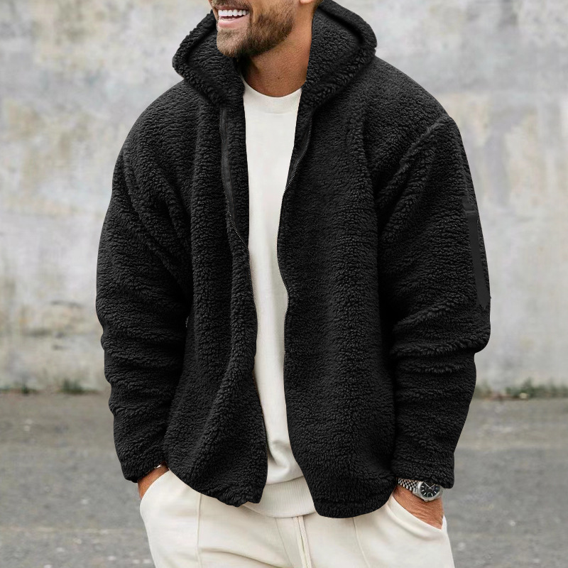 Men's Hooded Jacket Double Sided Arctic Velvet Warm Autumn Winter_voghion.com