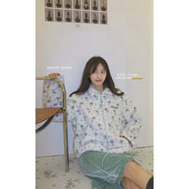 现 2025冬季新款韩国设计师atelier *dition印花摇粒绒外套