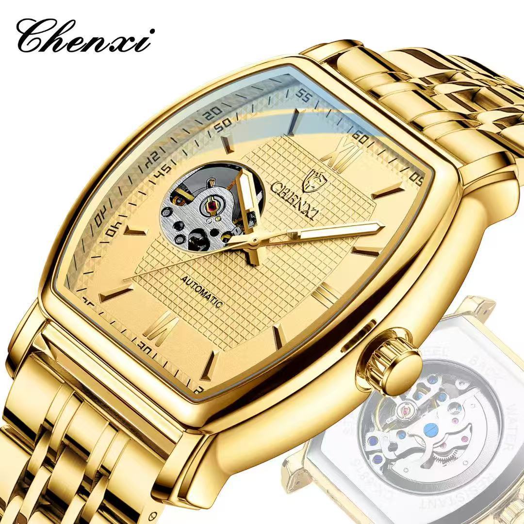 Chenxi Mechanical Watch Men's Cross-Border Fully Automatic Fashion Barrel Hollow Watch Men's Waterproof Mechanical Watch 8815A