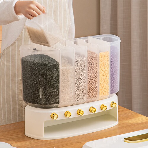 Simple home kitchen wall-mounted divided rice bucket moisture-proof and insect-proof divided grain storage bucket rice bucket plastic kitchen 10 kg