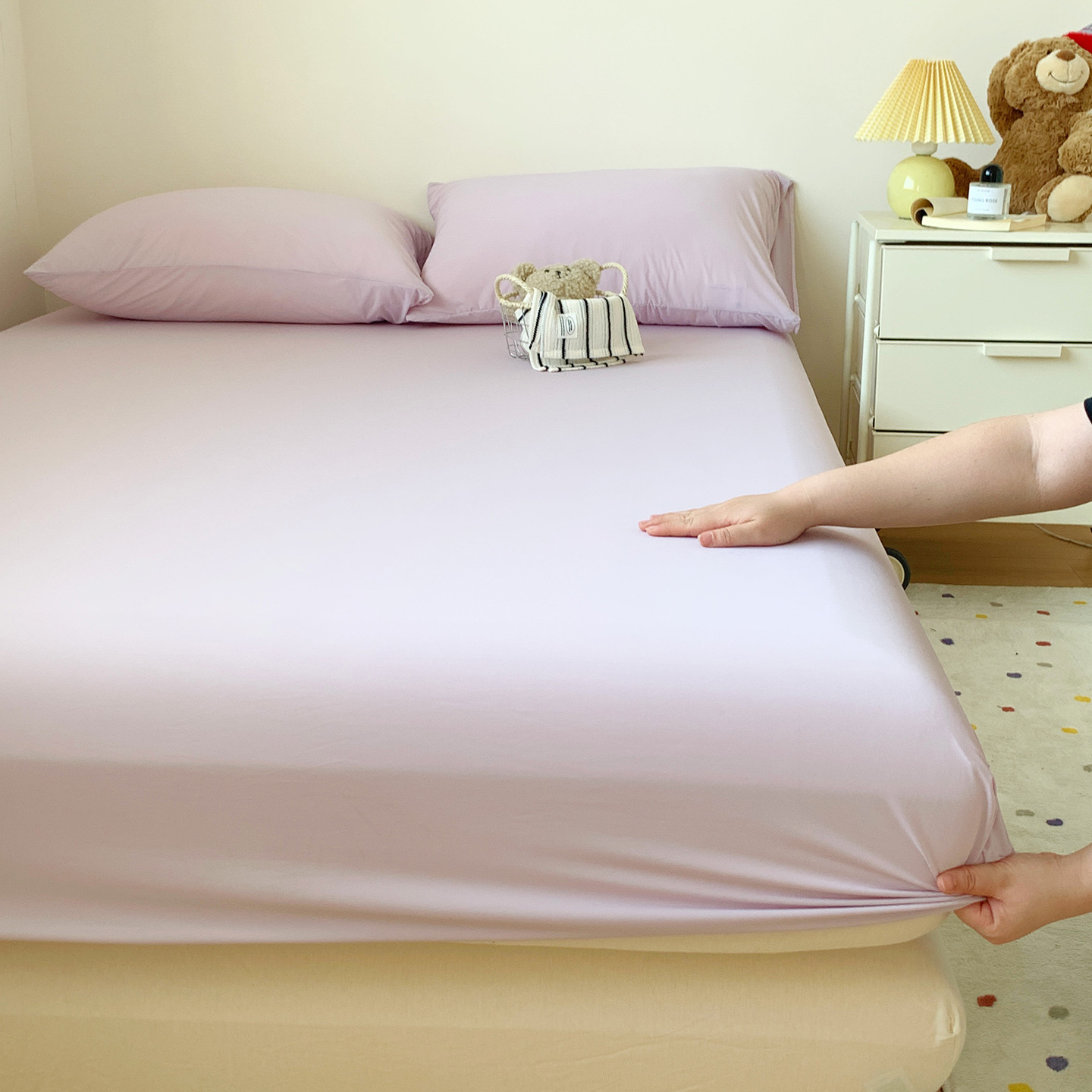 Una clase de primavera y verano, sábana de goma, sábana de hielo, cubierta protectora de colchón, funda de asiento, sábana de goma fría, juego de tres piezas