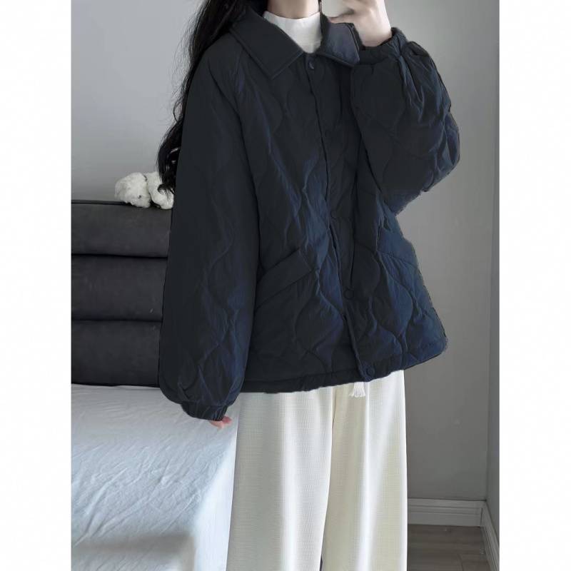 2025年秋冬新款轻薄羽绒棉服女面包服宽松翻领韩版短款棉衣外套潮|undefined