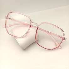 新款直播网红爆款超轻TR90全框眼镜女透明素颜近视眼镜架粉茶大框