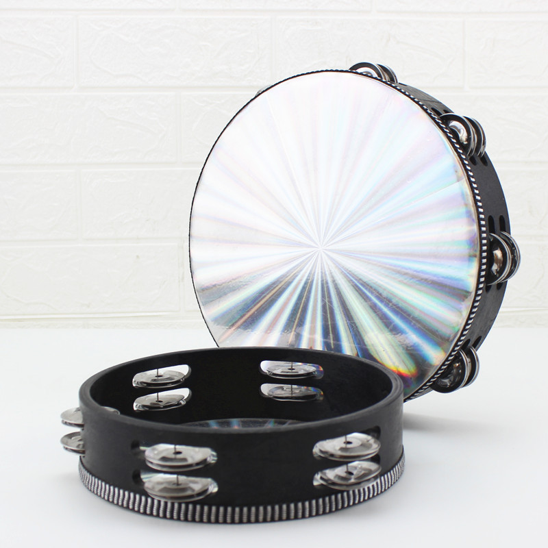 Banda de batería láser Acompañamiento 8 Instrumento de percusión Orff de 10 pulgadas Instrumento de rendimiento de jardín de infantes Pandereta láser de doble fila