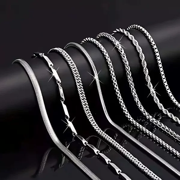 Titanium Steel Necklace That Does Not Fade, Snake Bone Chain, Men's Necklace, Hip-Hop Cuban Chain, Stainless Steel Necklace, Sweater Chain, Clavicle Chain