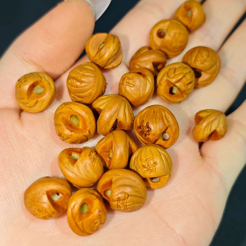 桃核雕刻桃篮配珠手串儿童吊坠手工diy手链材料桃核长命锁福字锁|undefined