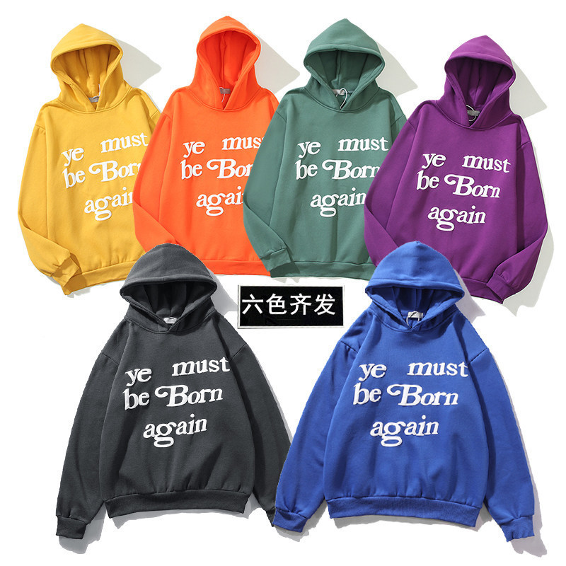 Cpfm Kanye-Style Foam Letter Print Fleece-Lined Hoodie, Youthful Trendy Casual Loose Outerwear for Teenagers