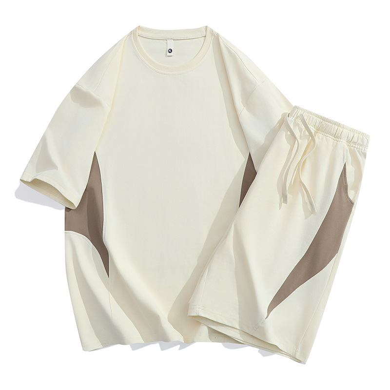 2025 adolescente verano nuevo estilo suelto y cómodo traje de ocio deportivo para hombre camiseta de manga corta pantalones cortos deportivos de 2 piezas