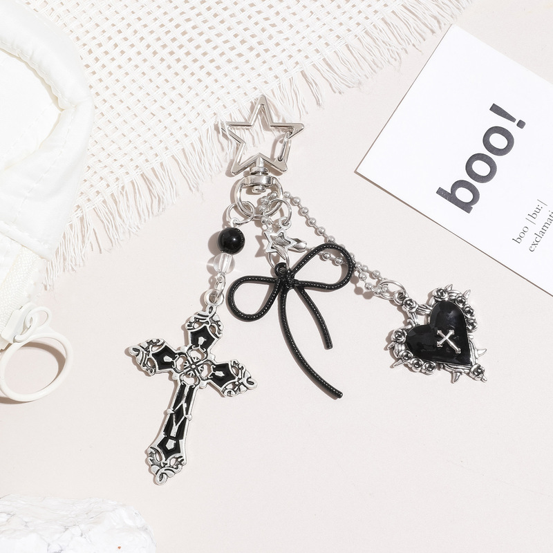 Vintage Cross Gothic Style Heart Star Keychain Bow Bag Pendant Halloween Decoration Vintage Cross Gothic Style Heart Star Keychain Bow Bag Pendant Halloween Decoration