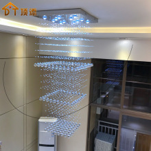 轻奢复式楼大吊灯别墅客厅led欧式方形水晶吊灯现代简约三层挑空
