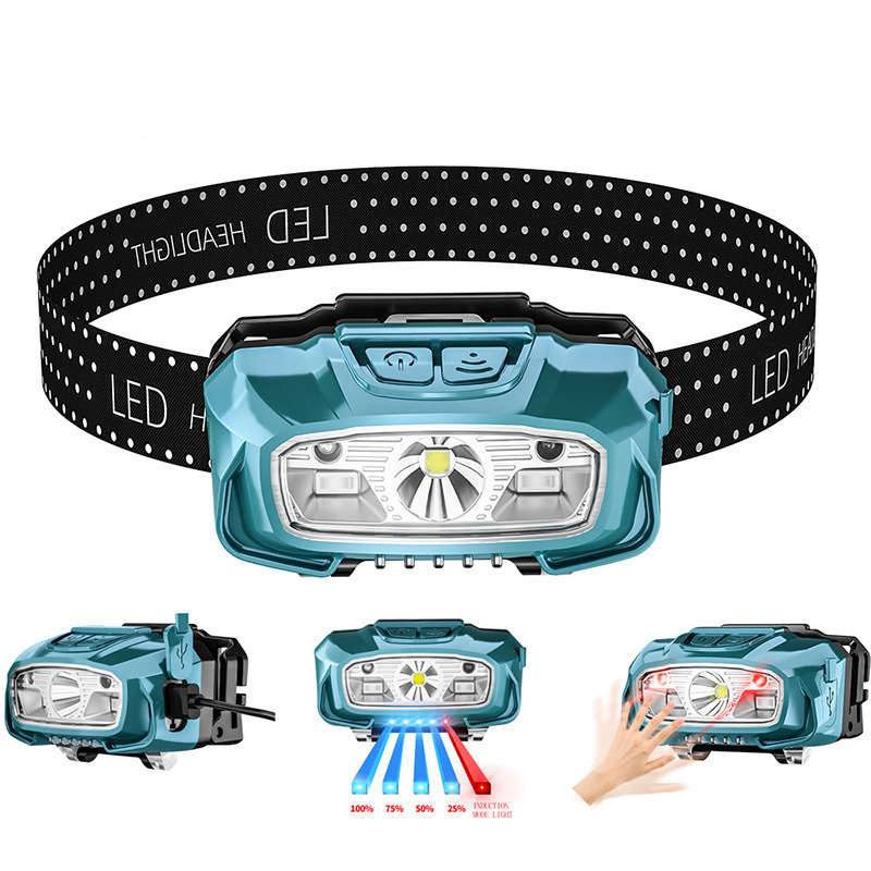 Nueva tecnología recubierta de plástico transfronteriza impermeable resistente a las caídas de tipo C carga rápida advertencia de funcionamiento al aire libre linterna de inducción inteligente