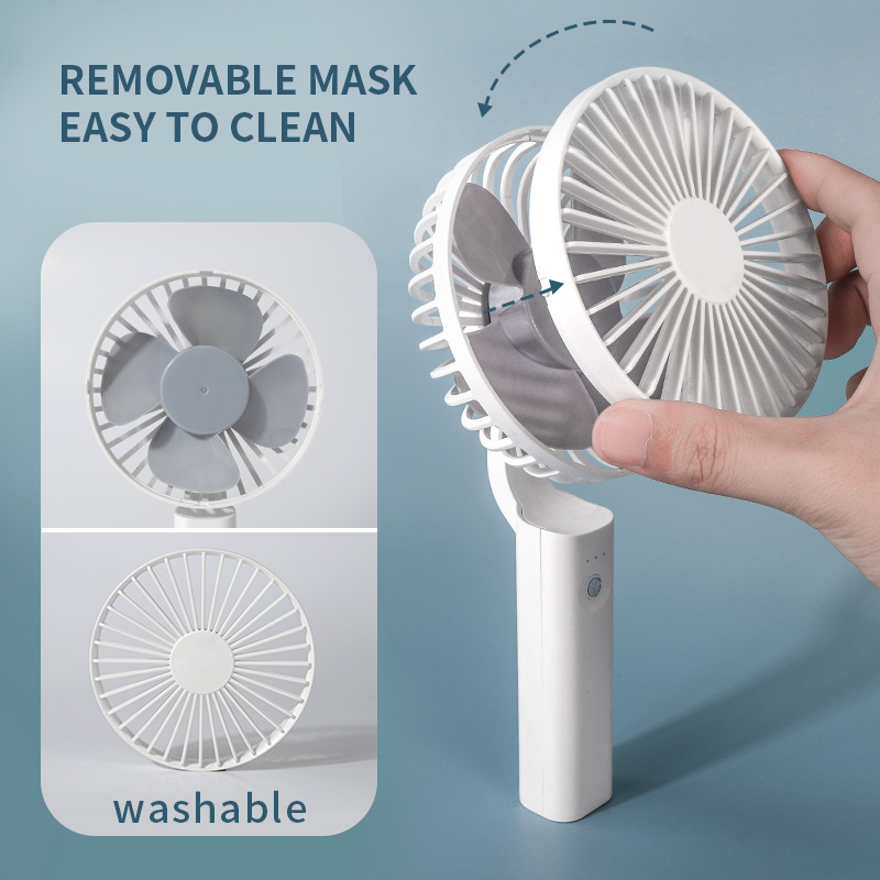 手机无线充电无刷风扇自动摇头插入充电手持桌面台式两用静音