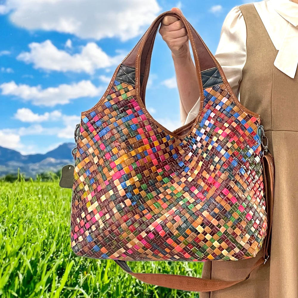 新款真皮包手工编织单肩斜挎包包欧美女leather lady bag编织包