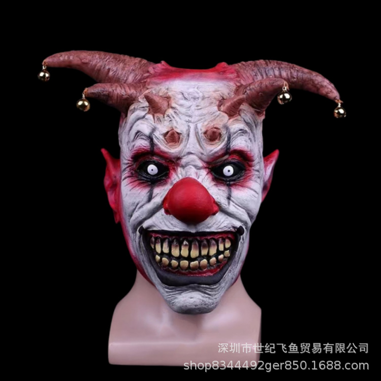 Horror campana payaso sombrero de látex Halloween sonrisa máscara de payaso mascarada festival accesorios de rendimiento