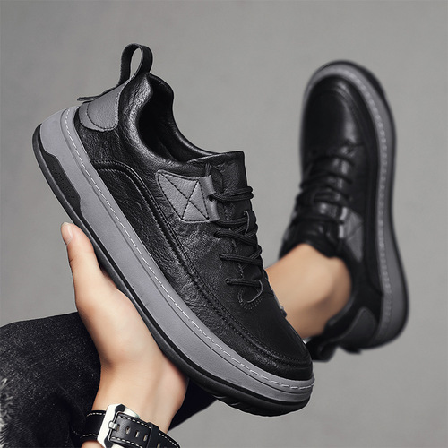 Men's new autumn and winter thick-soled versatile sports and leisure shoes, personalized and trendy men's leather shoes, retro fashion sneakers