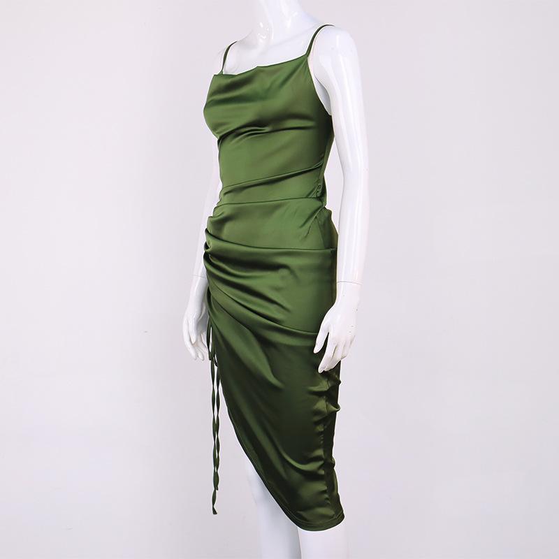 new fashion sexy backless lace-up slit pleated sling long skirt NSMI26094