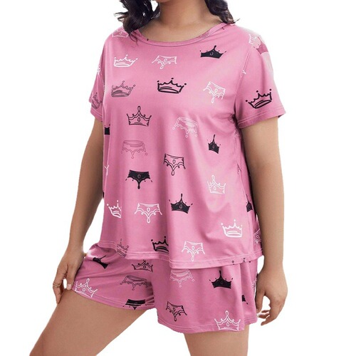 Dedicated thin sleepwear set for women - summer loose T-shirt and shorts, plus-size home clothes set