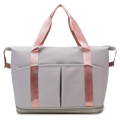 Double-layer extended travel bag for women, large-capacity short-distance portable luggage bag for maternity, wet and dry separation sports and fitness bag