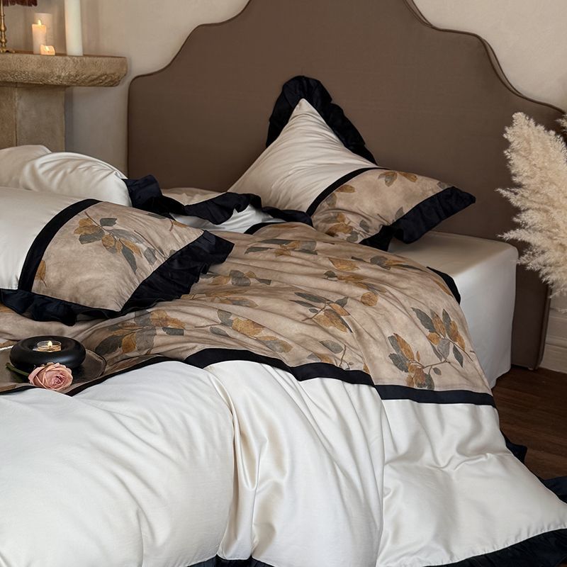 Nordic French Vintage Boho French-style Vintage High-end Luxury Printed Washed Cotton Four-piece Set Sleeping Naked, Suitable For All Seasons,_voghion.com