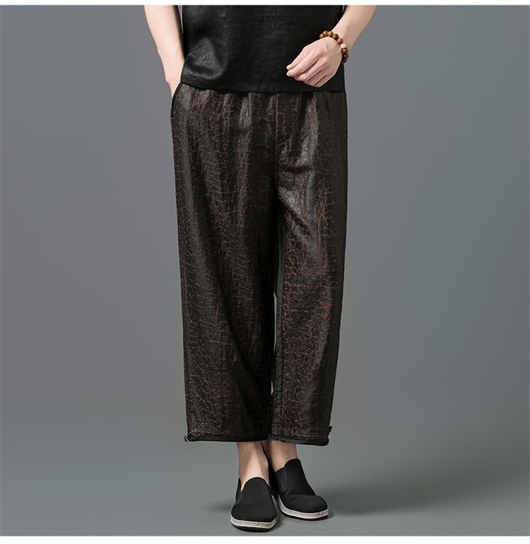 Quần culottes ống rộng lụa tơ tằm họa tiết vân sa rùa phong cách quốc gia — Màu cà phê SPH8813 chi tiết 10