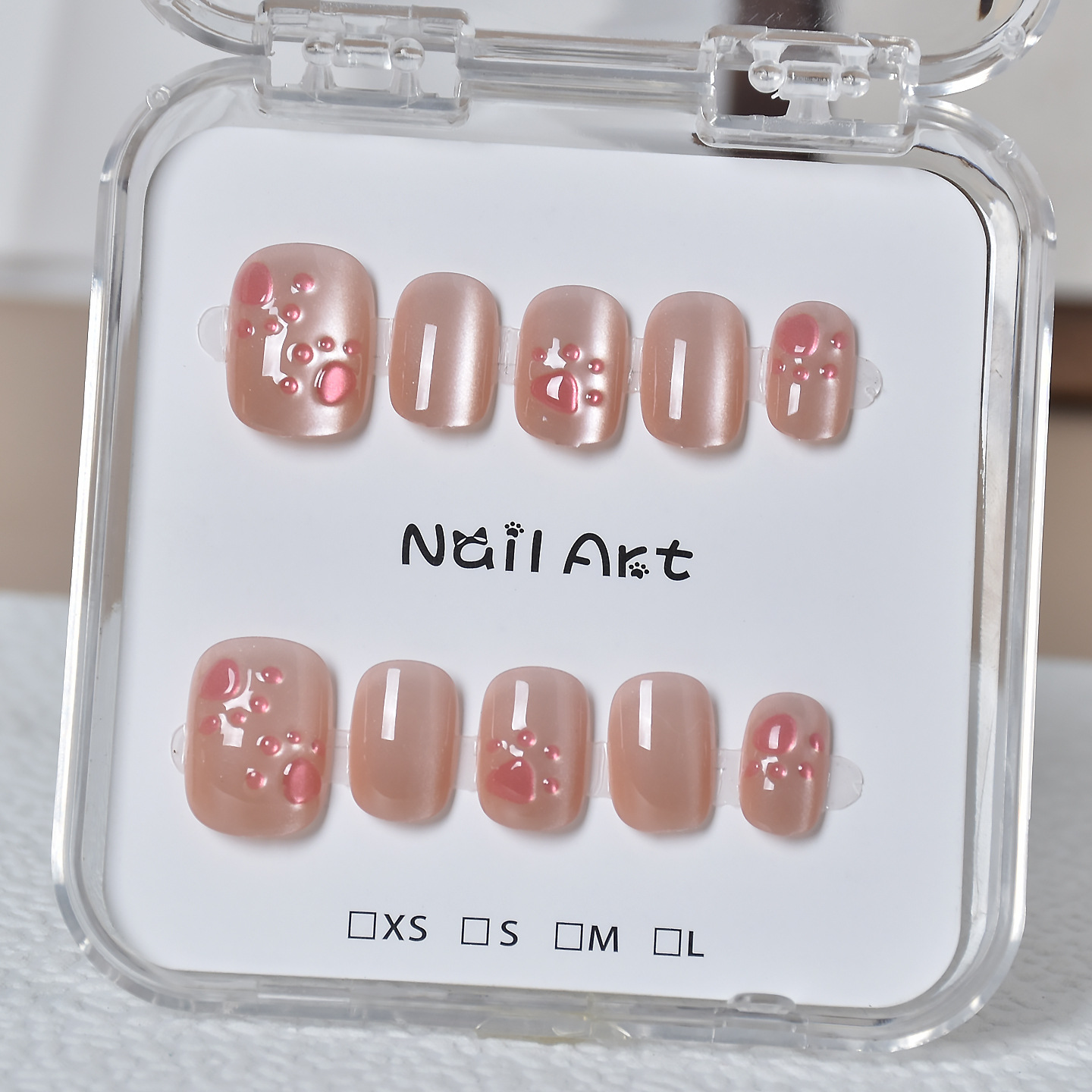 Caja transparente para usar uñas tienda física al por mayor barraca de uñas parches de uñas parches de uñas falsas desmontables
